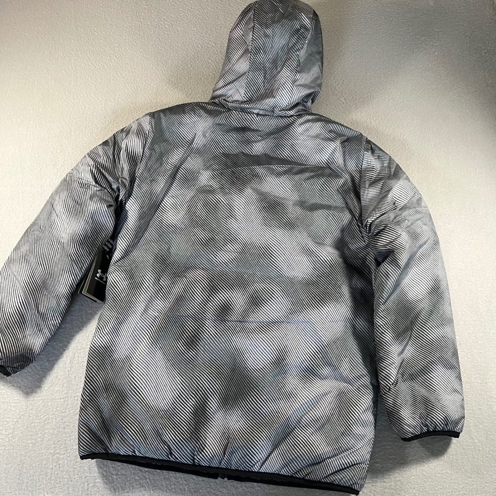 Under Armour boys‎ Reversible pronto Puffer Jacket Black Grey Hooded Youth XL - Picture 5 of 10